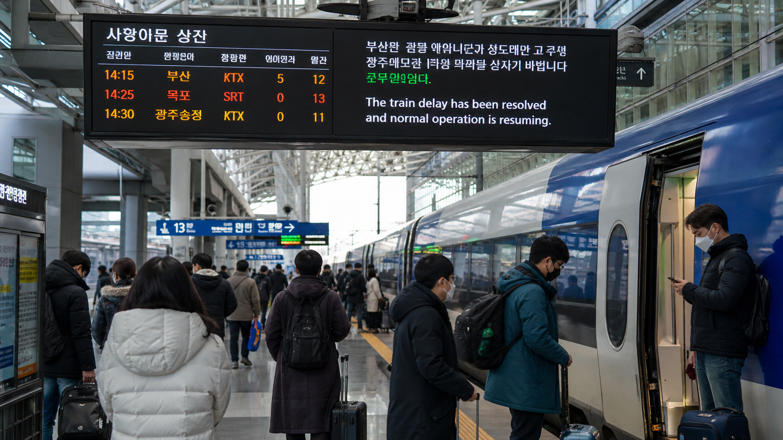 사건 이후 서서히 정상화되어가는 열차 운행 모습