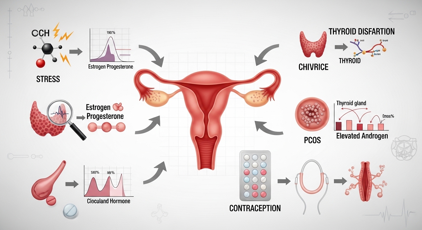 호르몬 변화와 스트레스를 상징하는 건강 차트