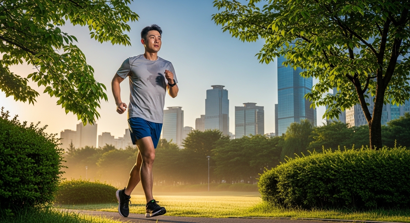 건강한 생활 습관을 실천하는 40대 남성