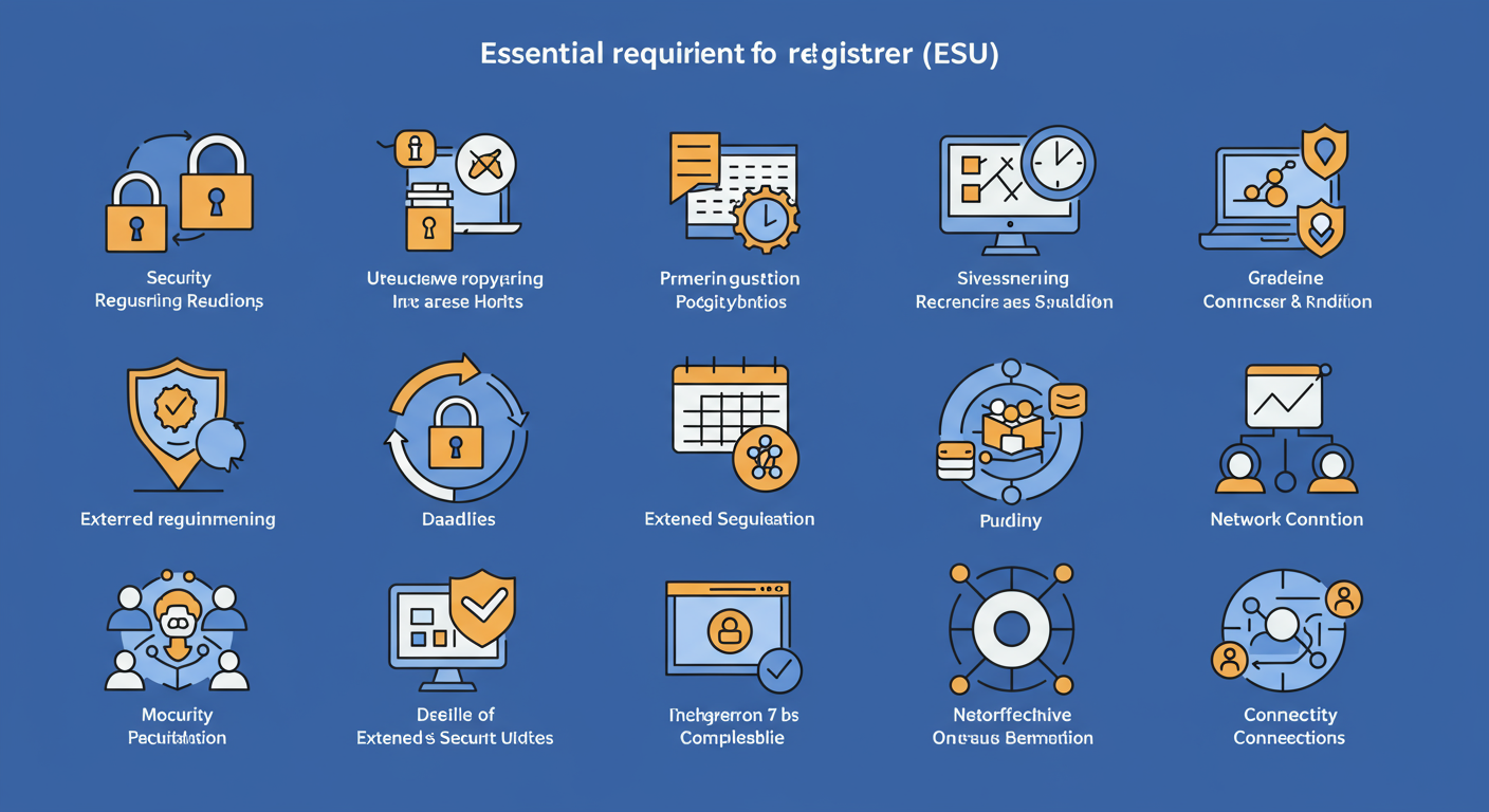 윈도우 10 ESU 등록을 위한 필수 조건을 나타내는 인포그래픽