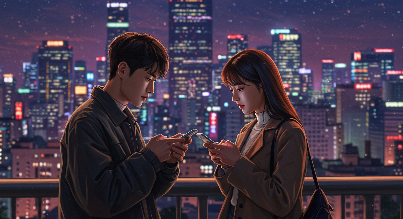 최신 데이팅 문화를 반영한 도시 속 젊은이들