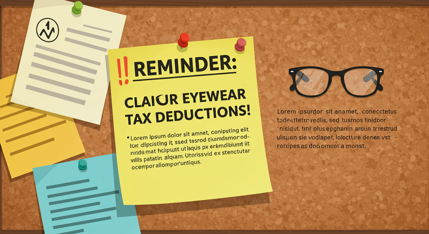 게시판에 붙어 있는 메모가 안경 세액공제를 잊지 말라고 강조하는 모습