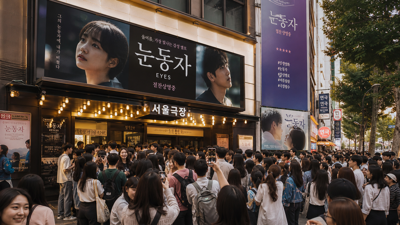 많은 관객들이 모여든 극장의 외관