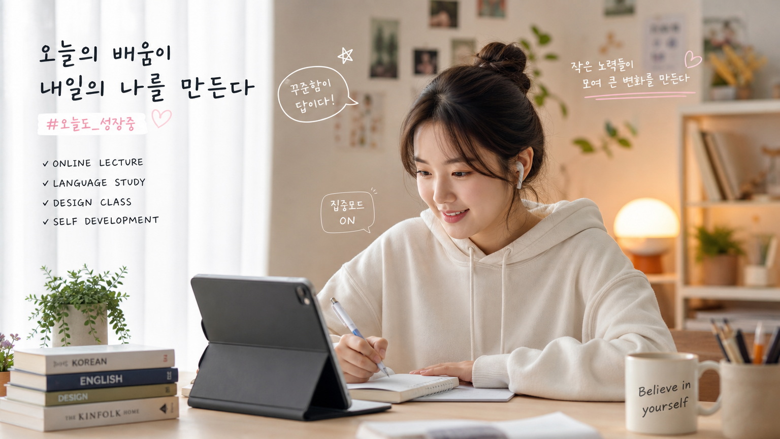 디지털 기기를 통해 온라인 학습에 참여하는 학생들