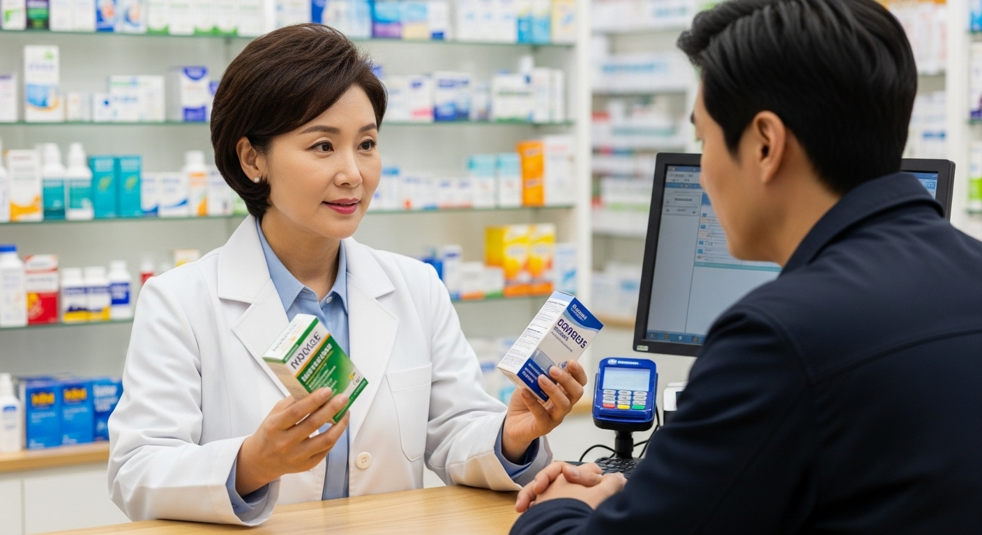 약사와 상담하는 모습