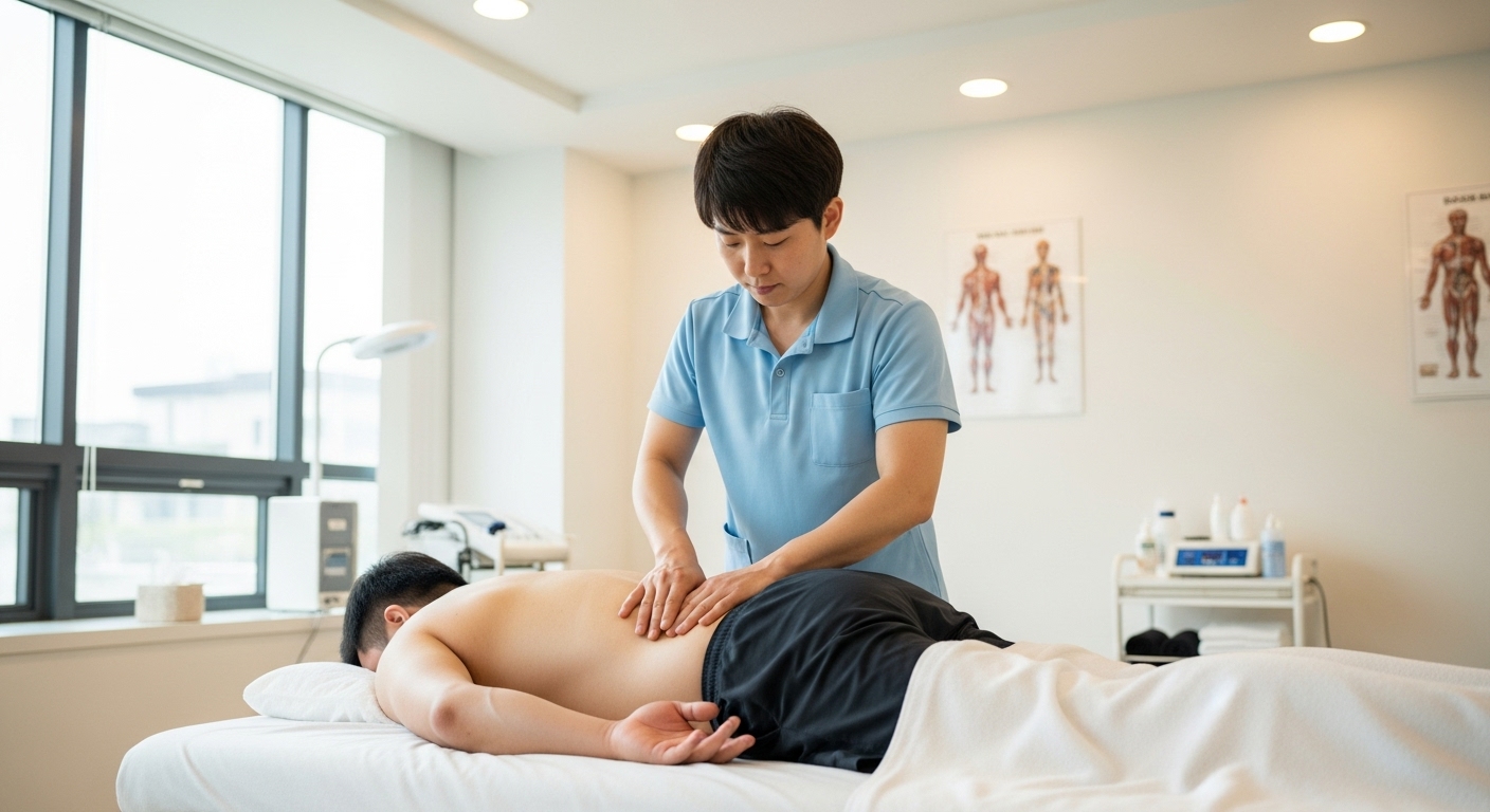 임상 환경에서 숙련된 치료사가 환자에게 수기치료 수행