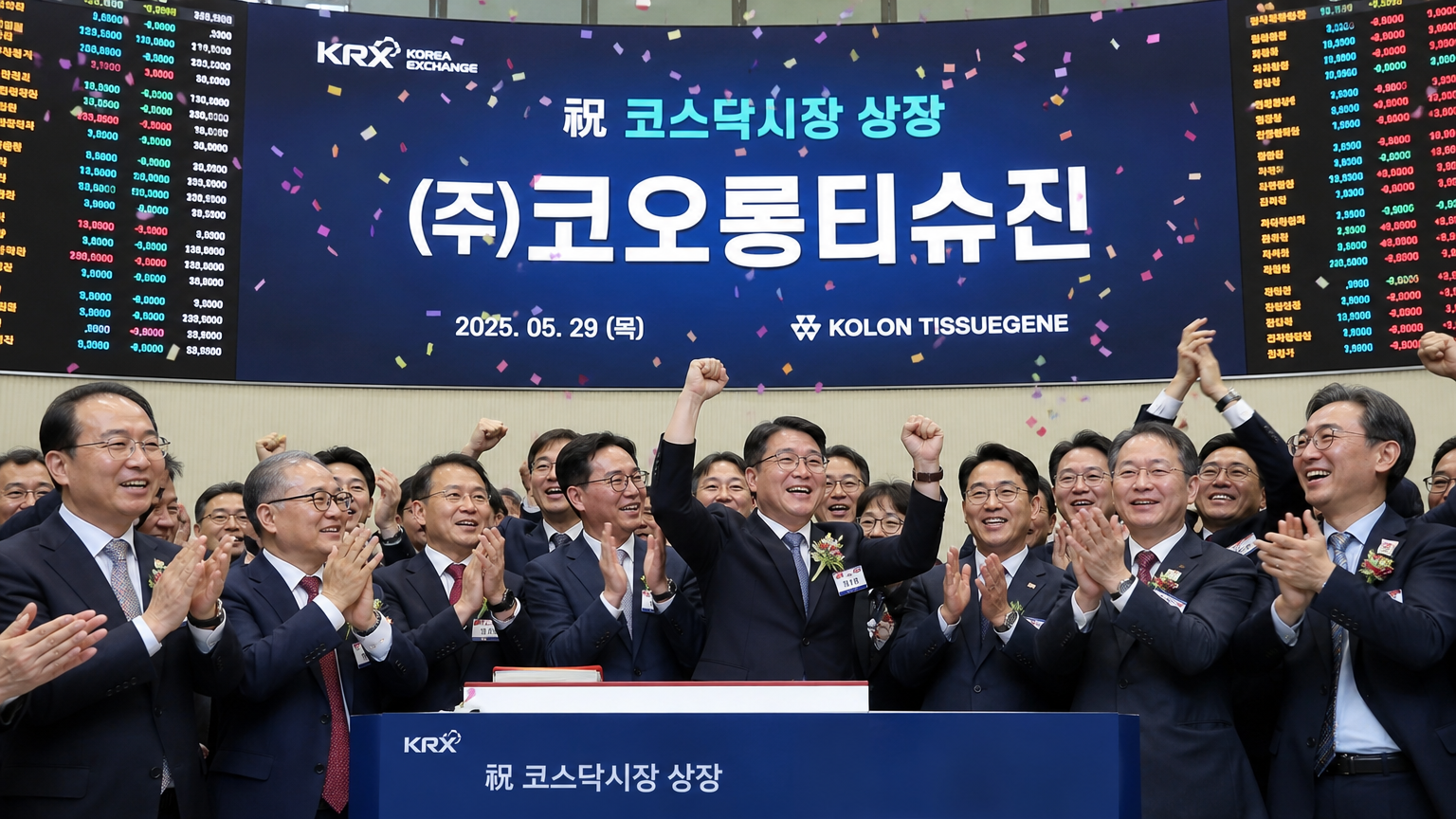 주식 거래가 재개되며 환호하는 한국 증권거래소 모습
