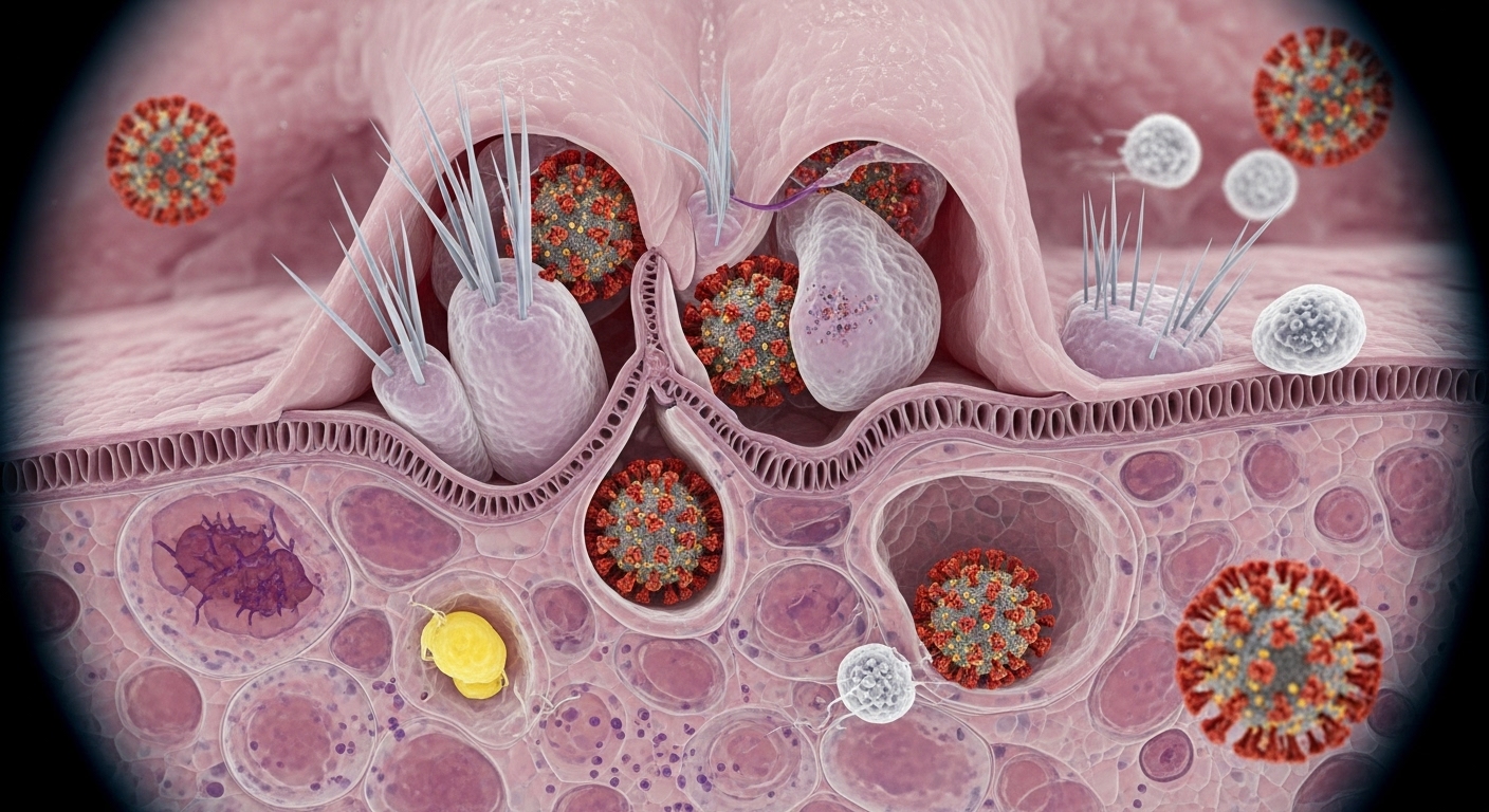 코 점막 세포의 염증 반응 현미경 이미지