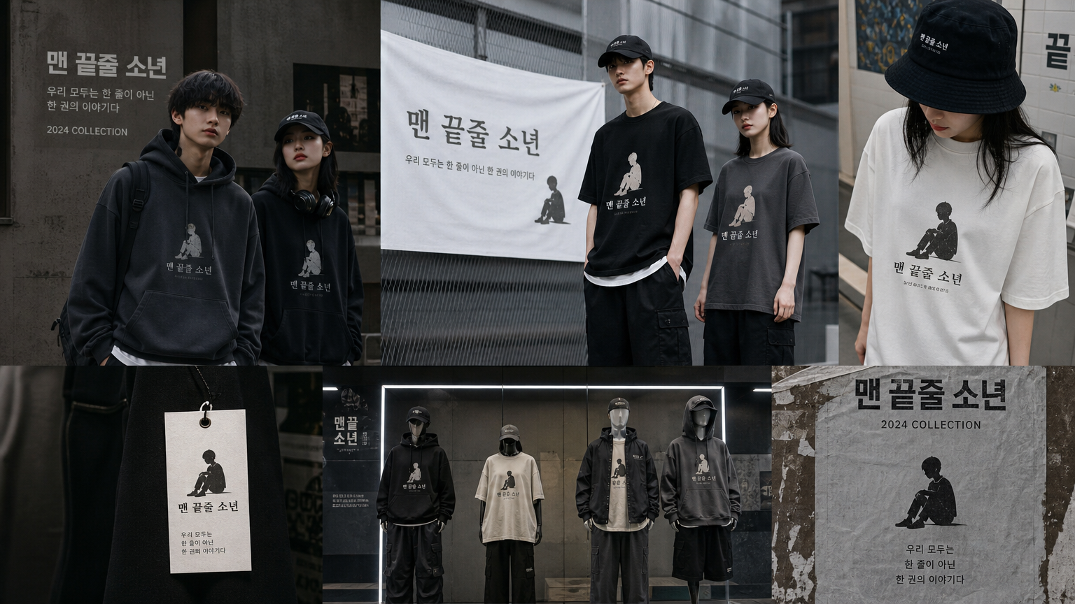 스타일리시한 매장에서 전시된 스트릿웨어 컬렉션