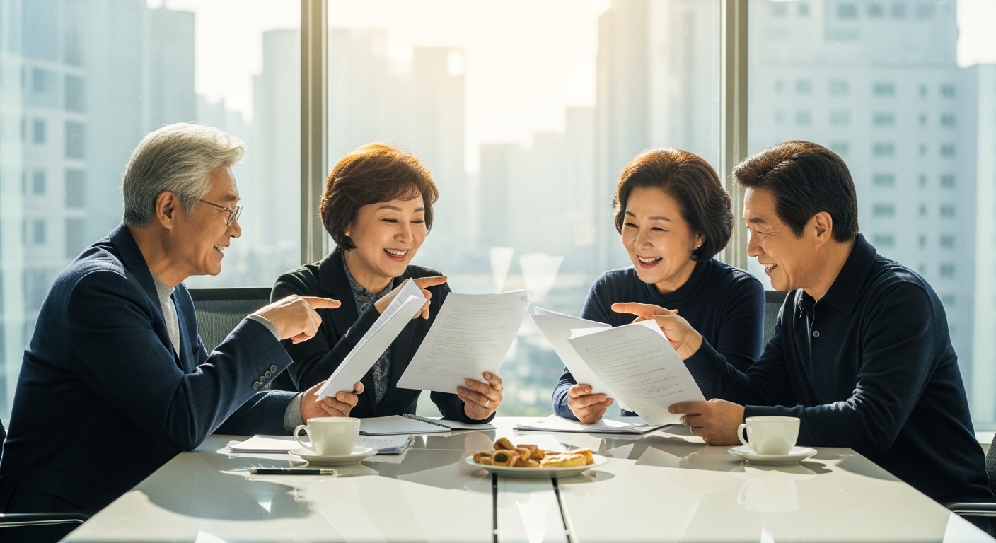 대본을 들고 과거 역할을 회상하는 베테랑 한국 성우들
