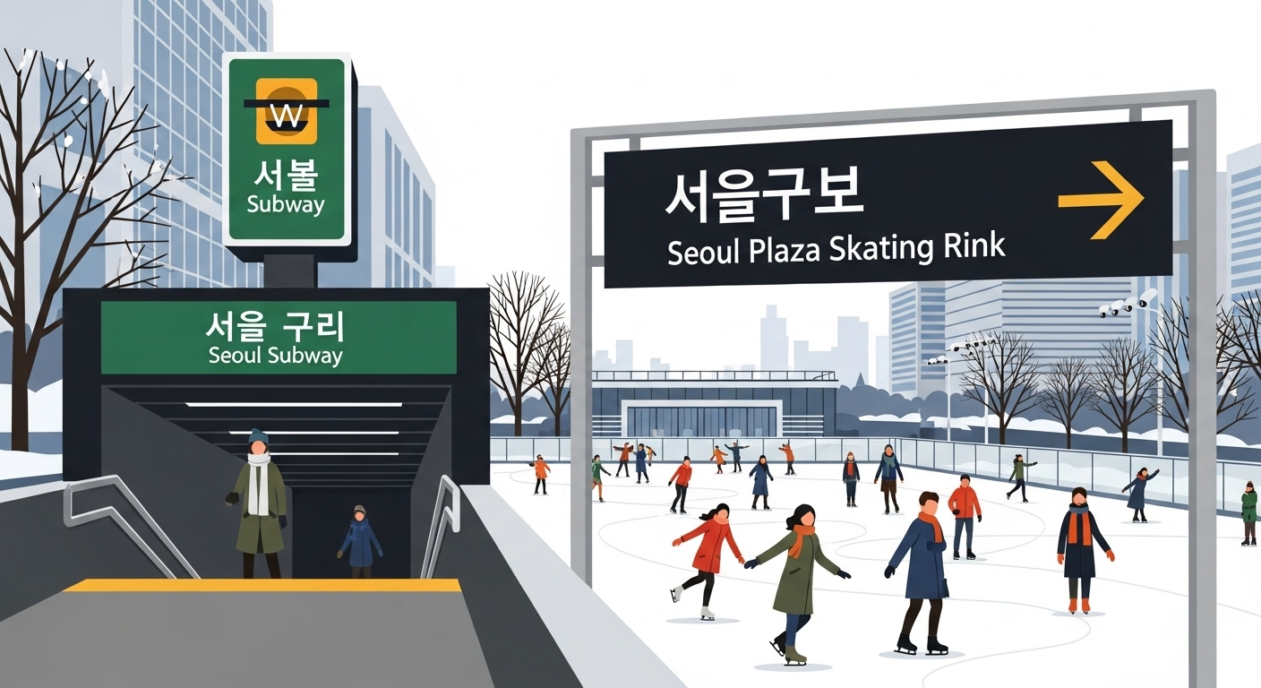 지하철 출구에서 바로 연결되는 서울광장 스케이트장의 접근성