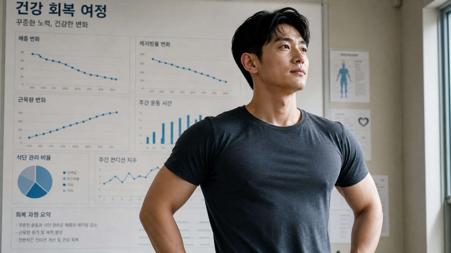 개인적 성장과 건강 회복 여정을 반영하는 한국 남성