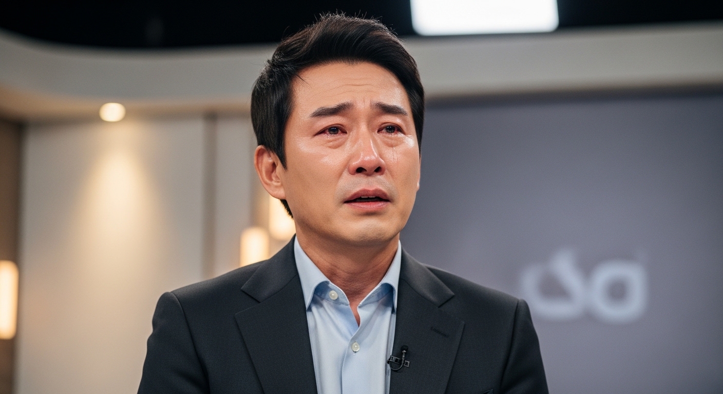 이혼 경험에 대해 진솔하게 이야기하는 TV 인터뷰 장면