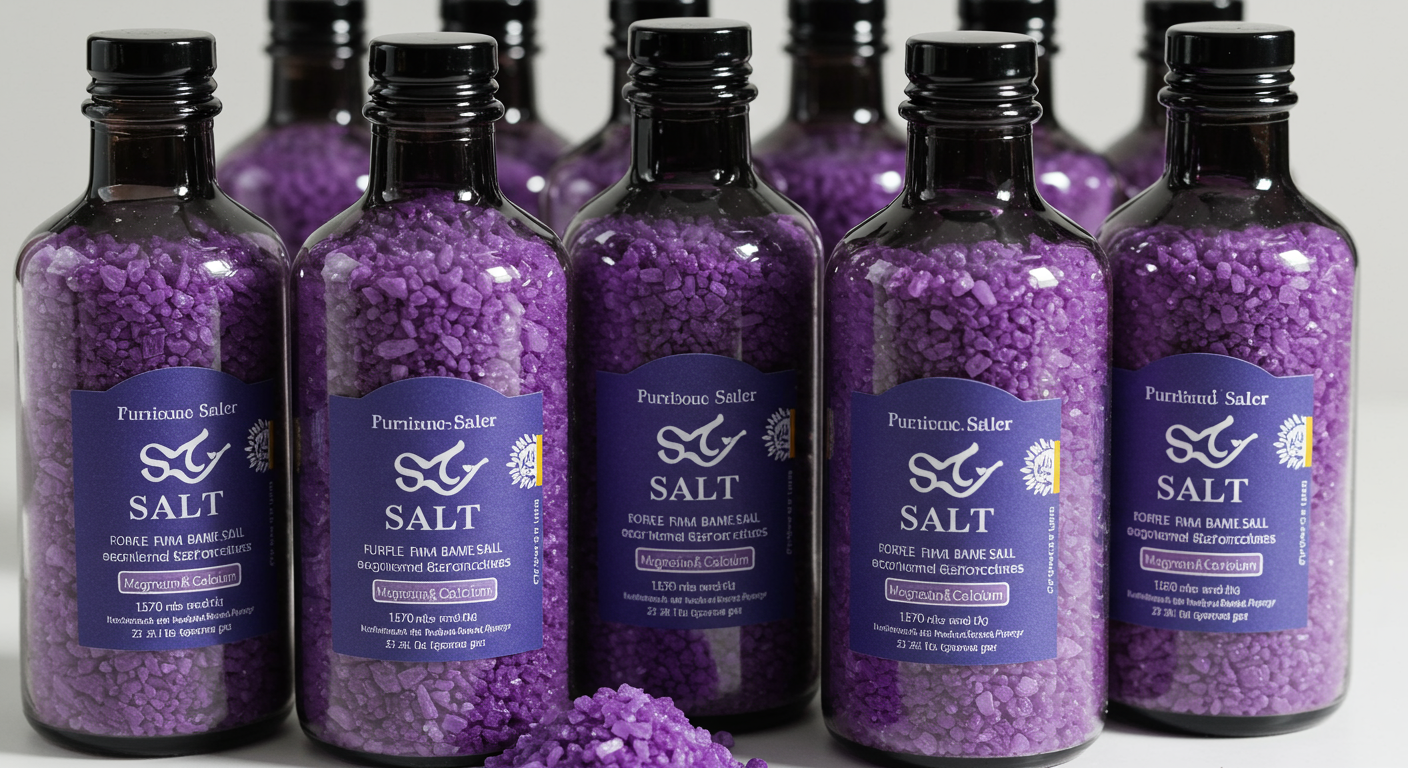 마그네슘과 칼슘 등 다양한 미네랄 성분을 강조하는 자죽염 병들