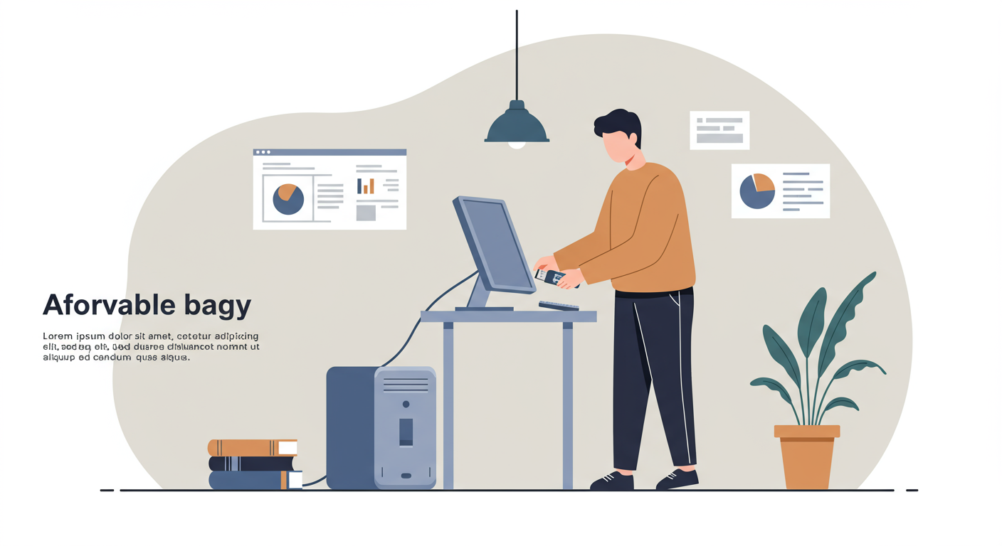USB 메모리를 이용해 경제적으로 컴퓨터를 설정하는 장면