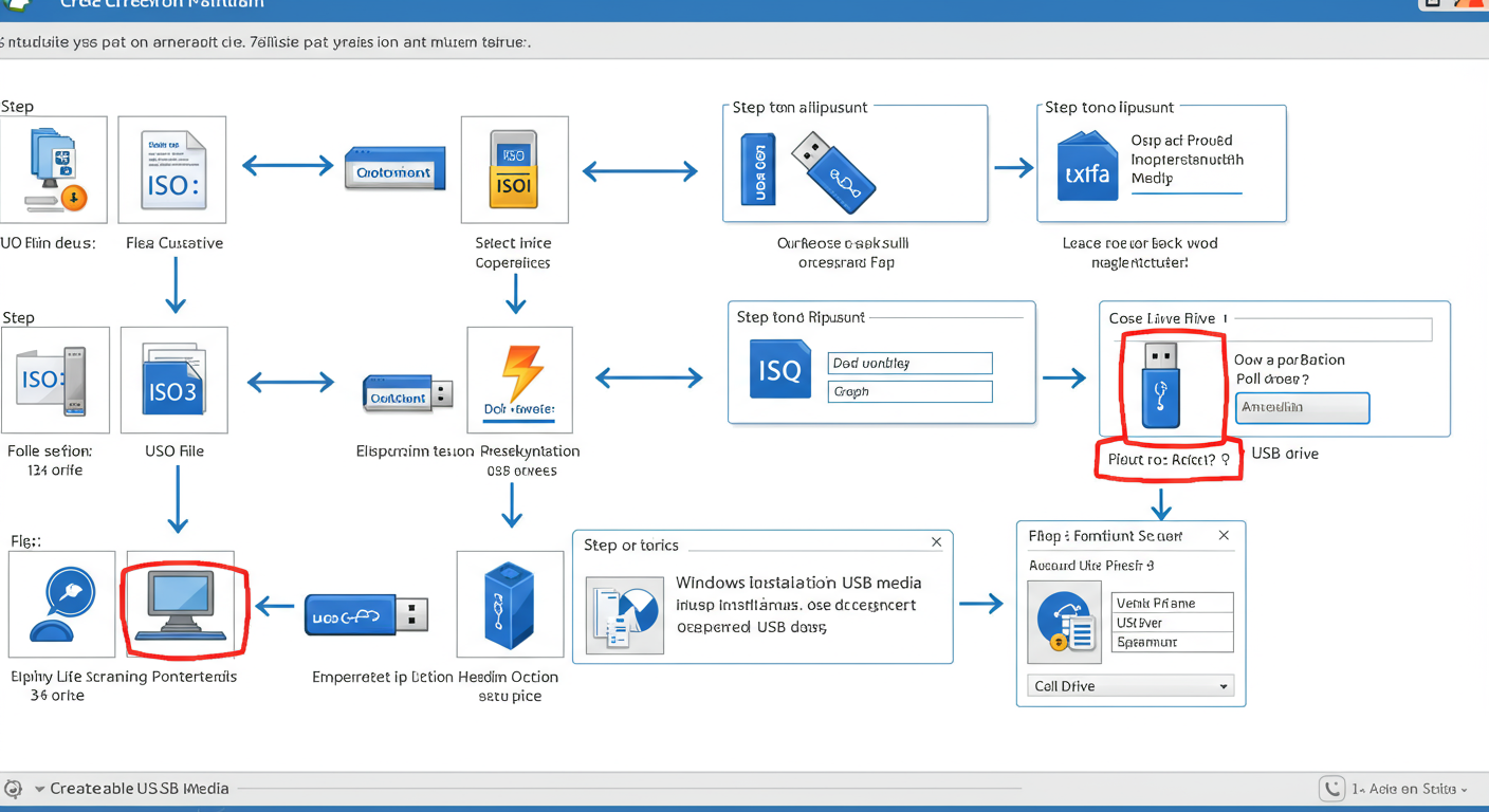 소프트웨어 도구를 사용하여 USB에 윈도우 설치 미디어를 만드는 과정
