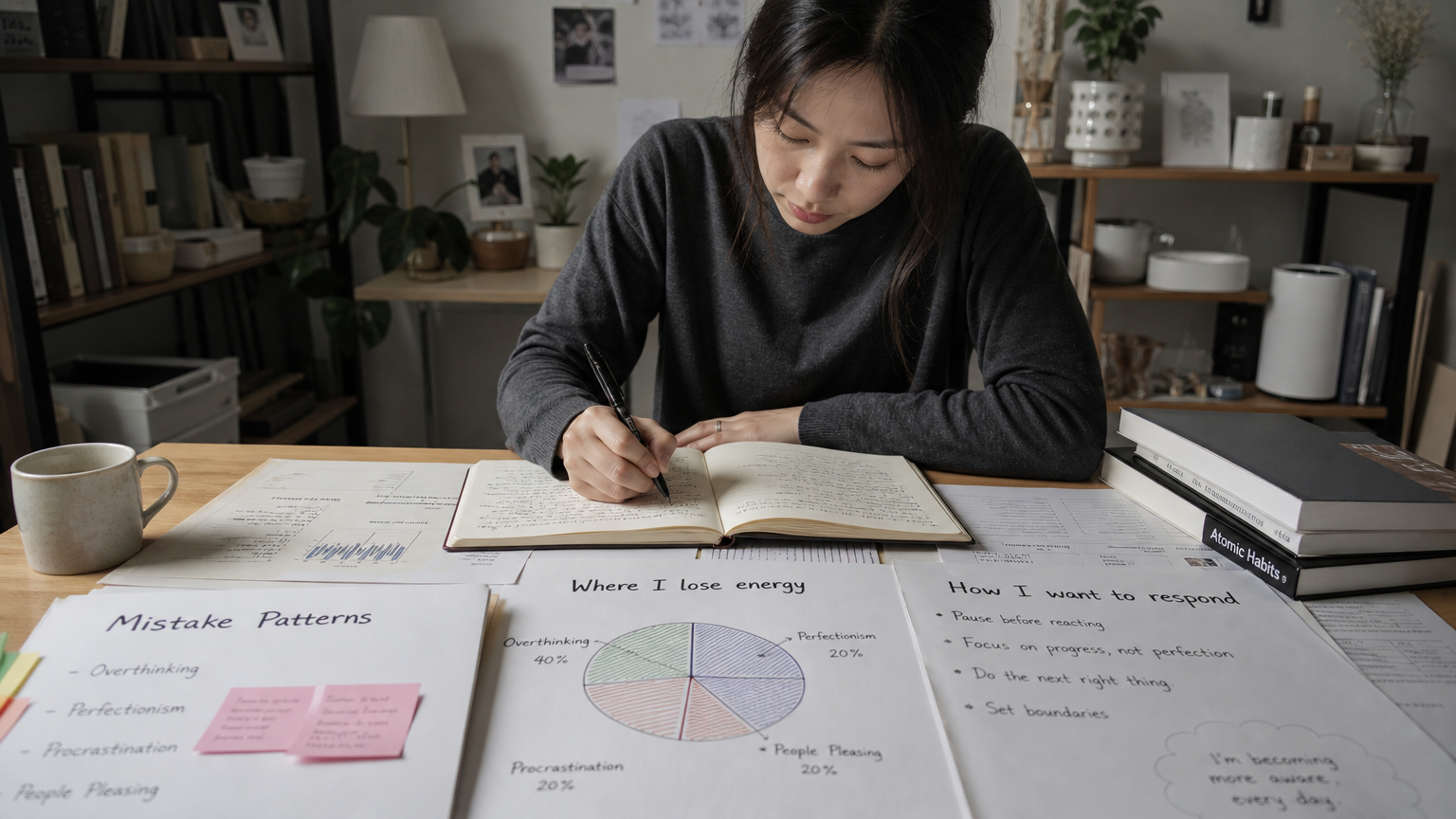 개인적인 실수 패턴을 기록하고 차트로 분석하는 한국 성인 학습자