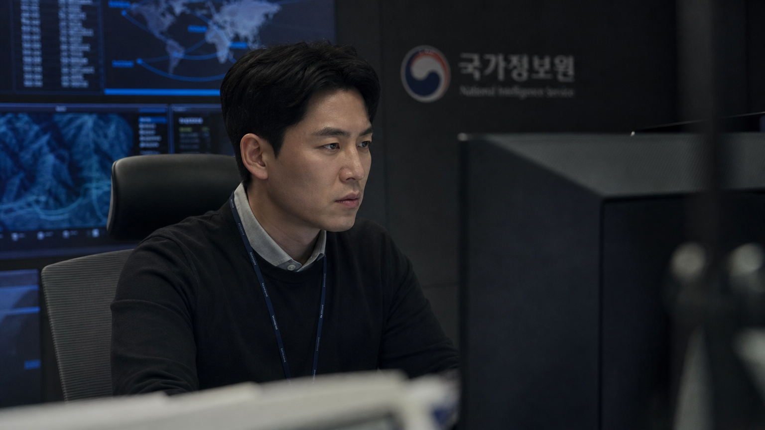 현대 사무실에서 컴퓨터 화면을 보며 데이터를 분석하는 정보 분석가의 모습
