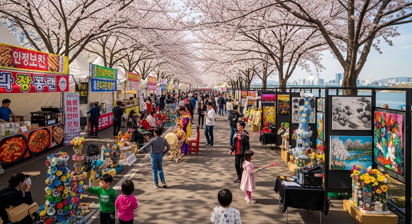 푸드 마켓과 아트 전시 등 다양한 활동이 펼쳐진 활기찬 축제 현장