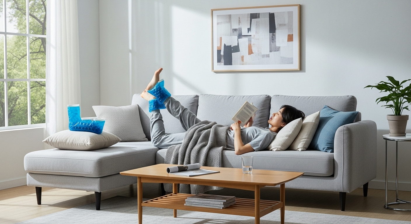 발바닥 휴식과 얼음찜질의 모습