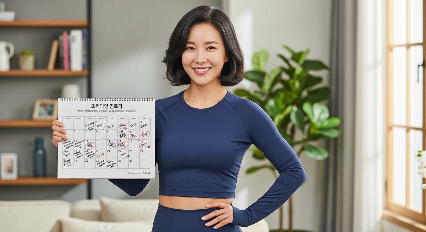 SNS에서 출산 후 체중 관리 과정을 공유하는 여성 방송인의 모습