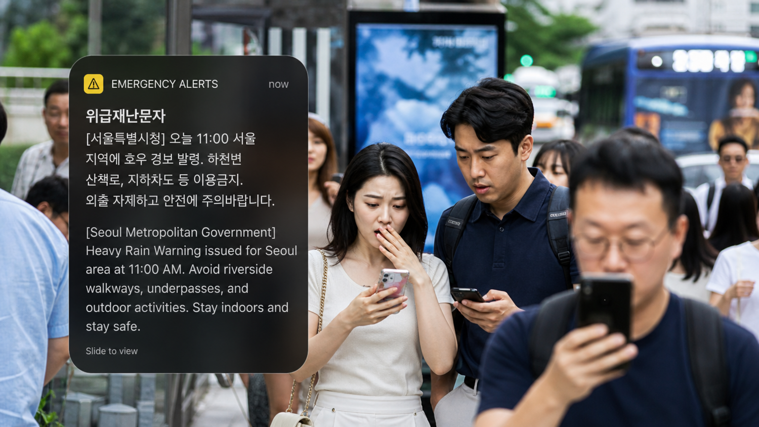 실시간으로 모바일 장치에 전달되는 한국의 새로운 조기경보 시스템