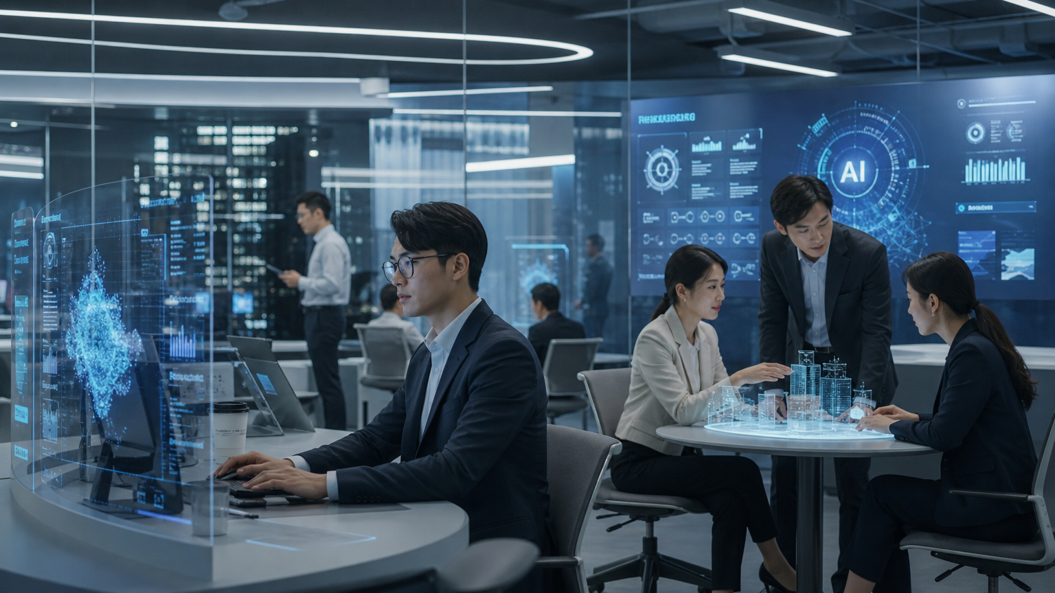 첨단 AI 기술을 활용하여 미래 지향적인 업무를 하는 한국 전문가들