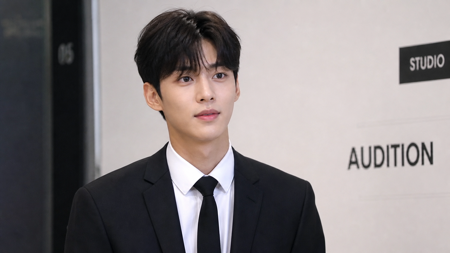 세련된 스튜디오에서 오디션 준비 중인 자신감 넘치는 젊은 남자 배우
