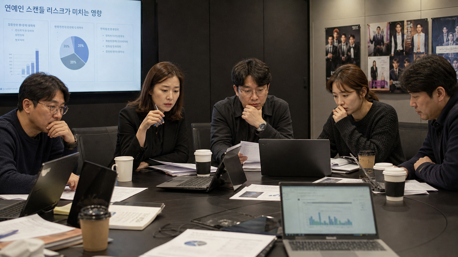 연예계 스캔들이 미치는 영향을 토론하는 미디어 전문가들