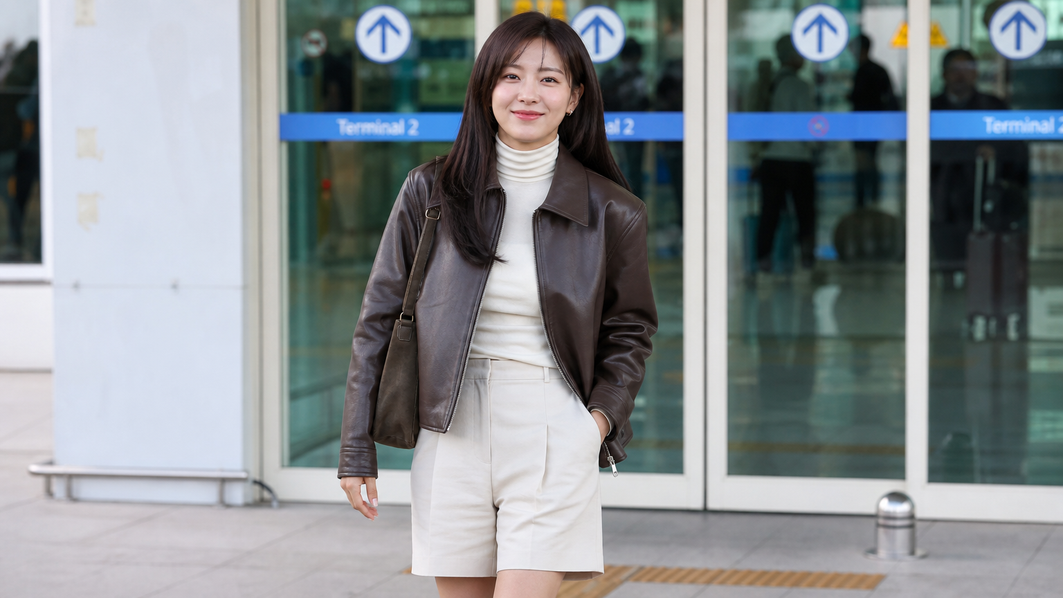 감각적인 가을 패션으로 공항에서 주목받는 김세정