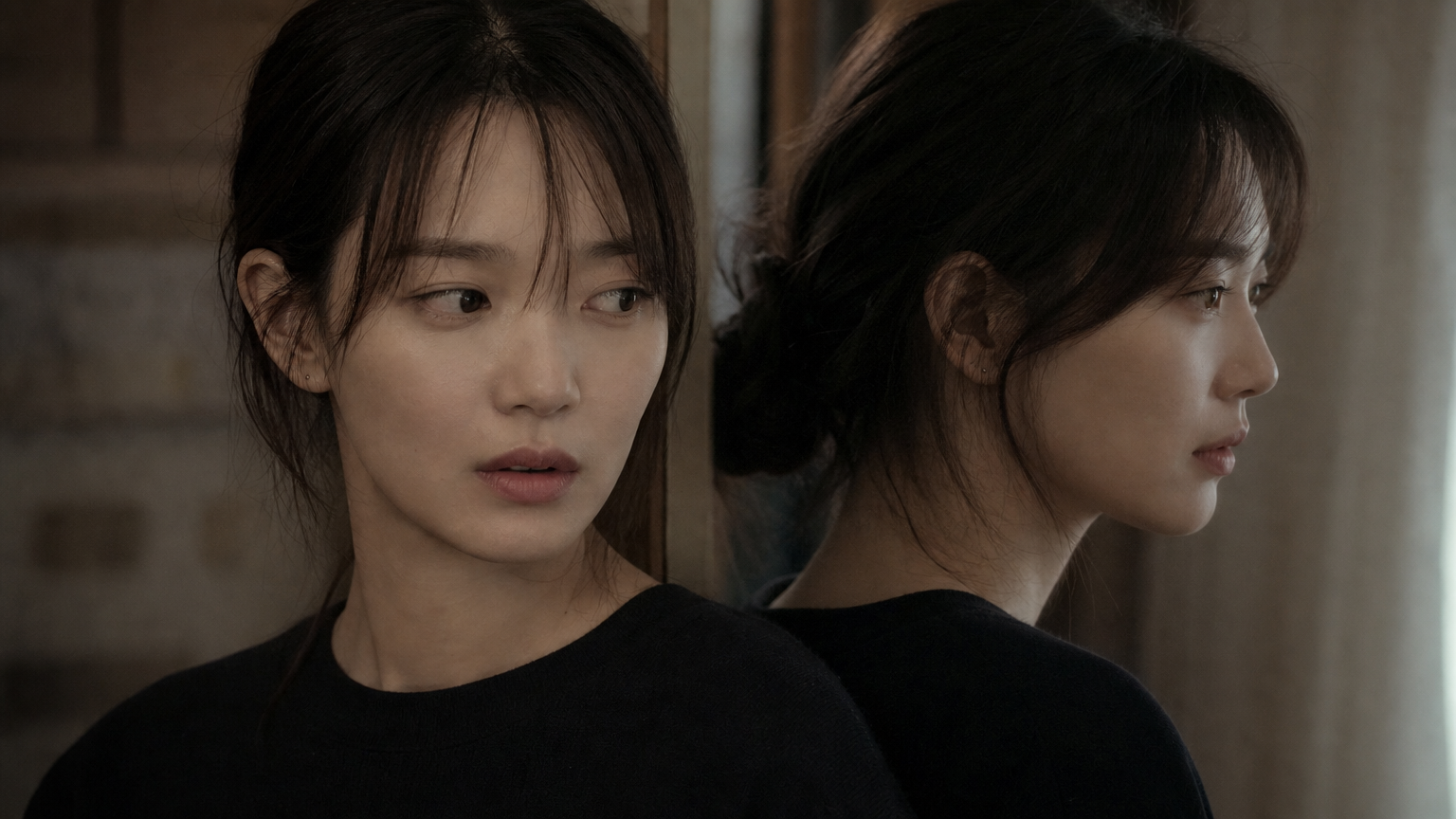 두 가지 역할을 연기하며 감정을 표현하는 신민아 배우님의 모습