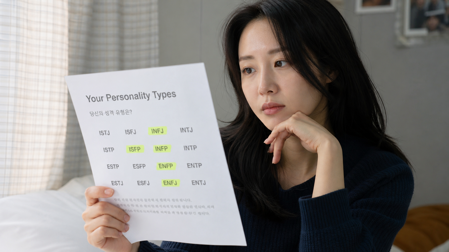 다양한 MBTI 결과를 확인하며 자신의 특성을 반추하는 한국 여성
