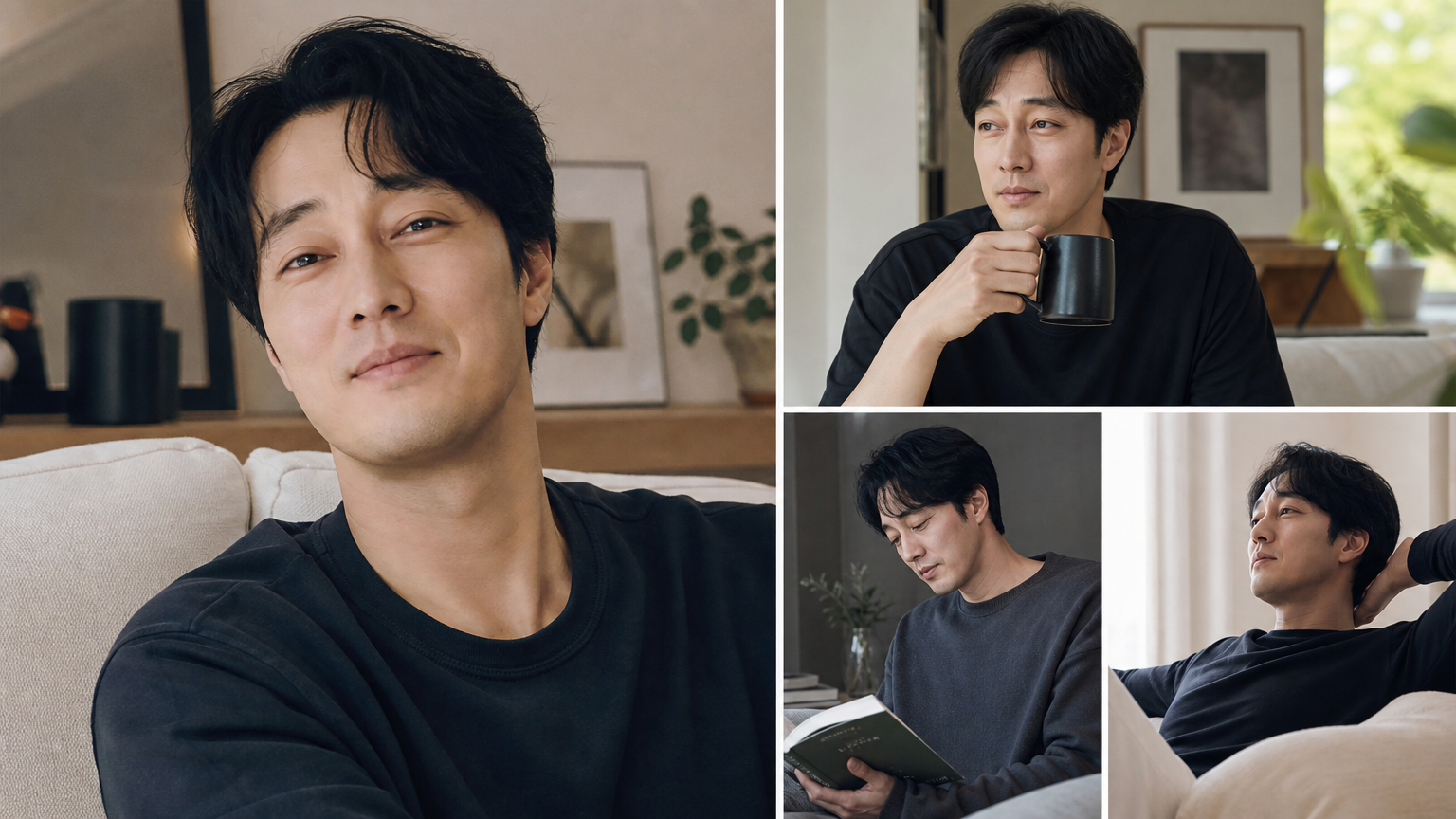 집에서 편안하고 행복해 보이는 표정의 소지섭