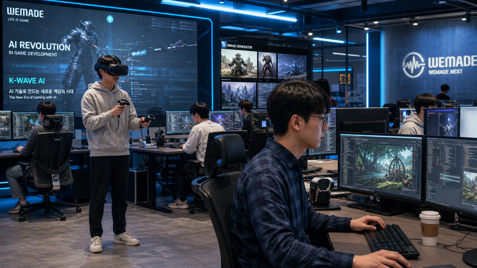 첨단 AI 도구와 VR 장비를 사용하는 한국 개발자들의 게임 스튜디오