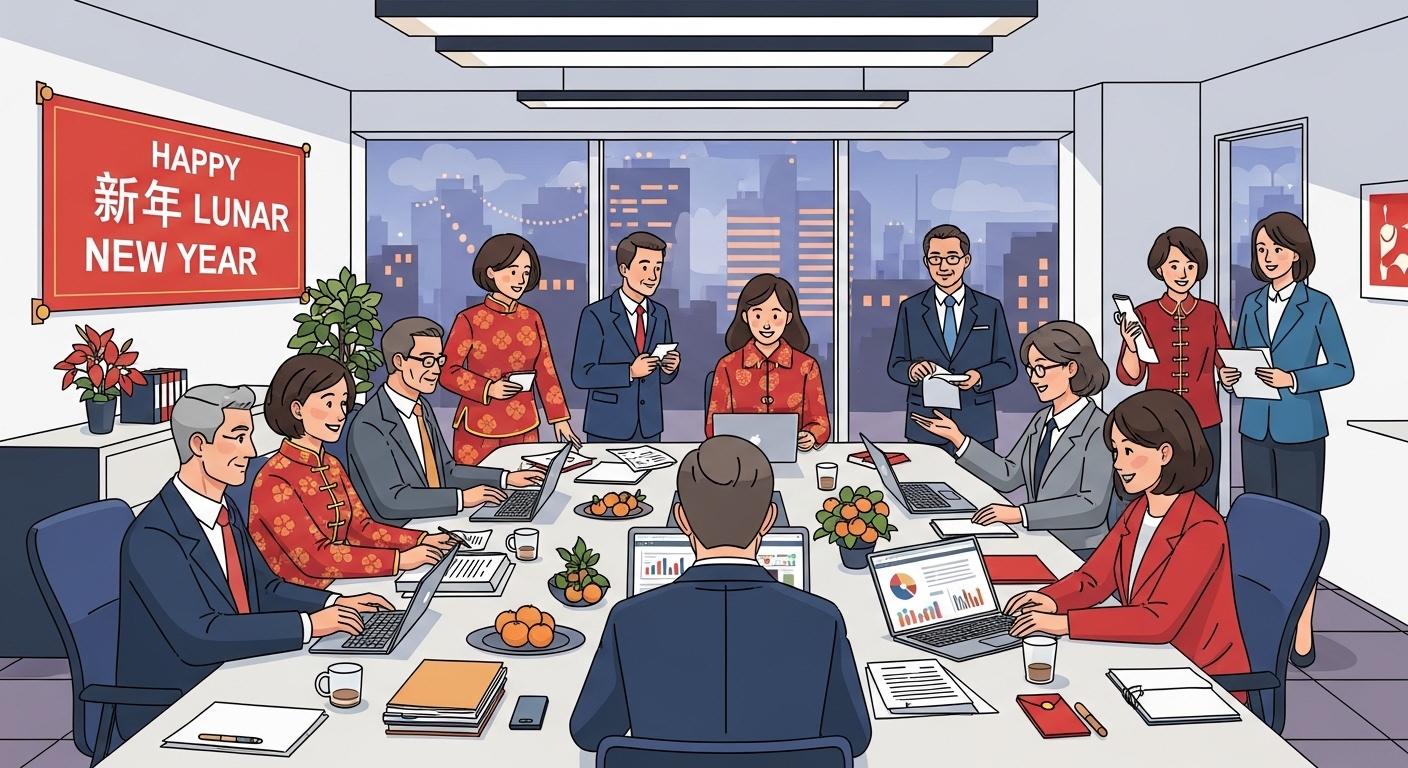 지역 공무원들이 설 명절을 맞아 복지 프로그램에 대해 논의하는 장면