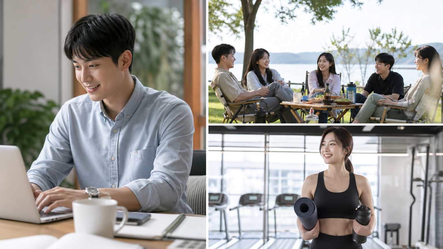 유연한 근무 시간과 여가 활동으로 워라밸을 즐기는 젊은 한국 직장인들