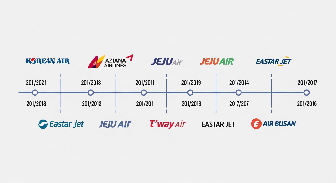 다양한 한국 항공사들이 기내 보조배터리 사용 금지를 시행하는 타임라인