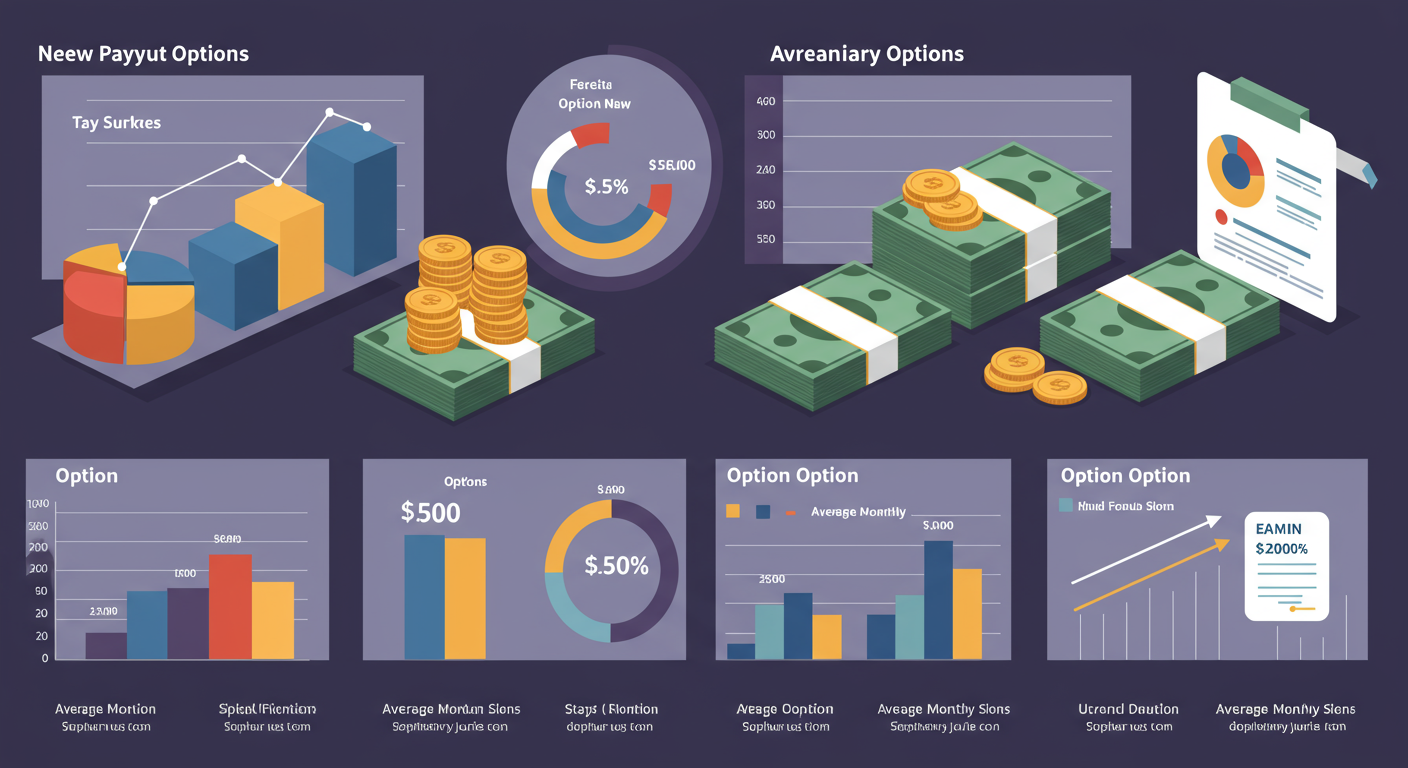 새로운 제도 하에서 다양한 지급 옵션과 월별 평균 수령액을 보여주는 시각 자료