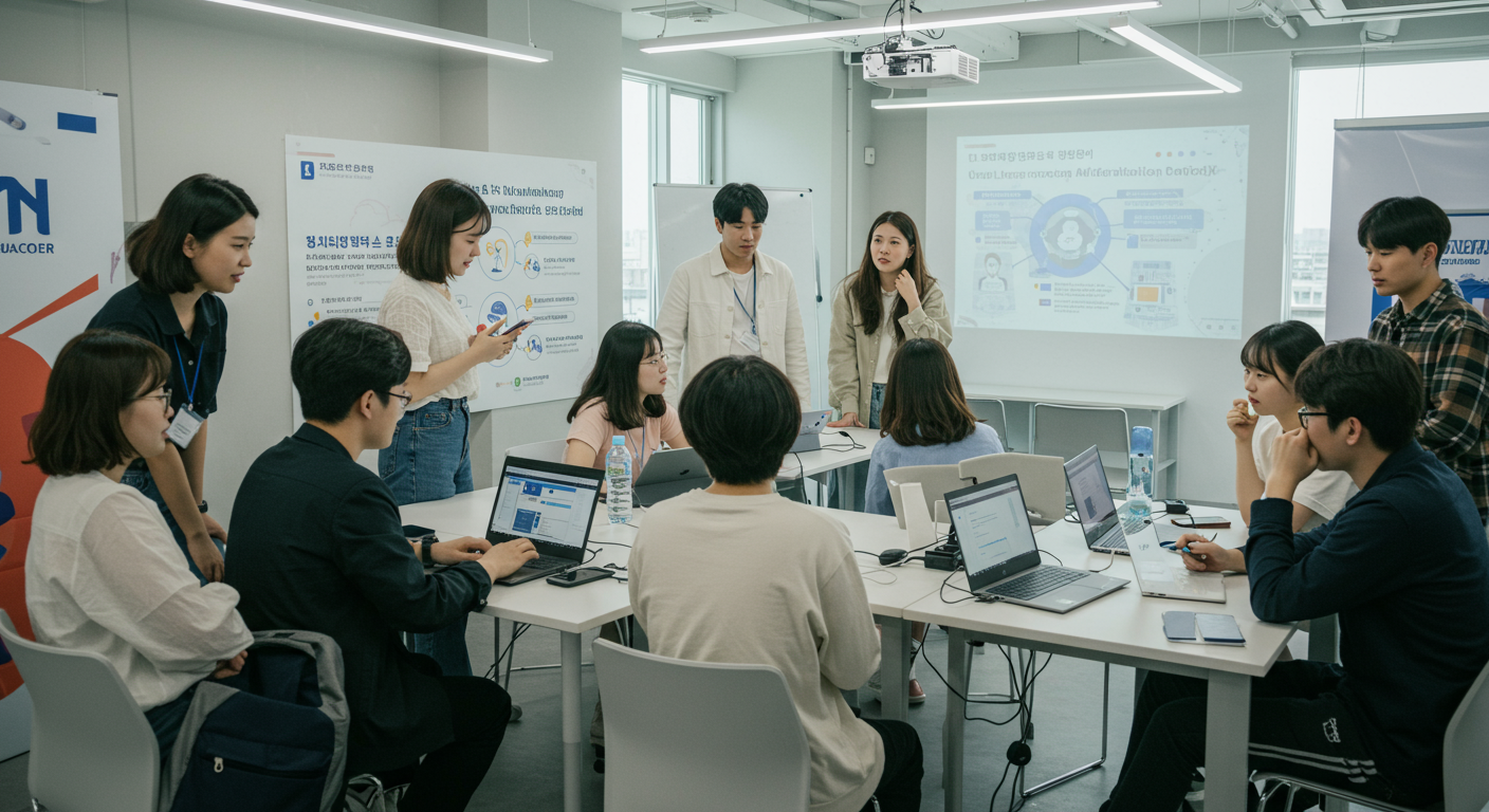 디지털 리터러시 워크숍에 참여하는 젊은 세대들