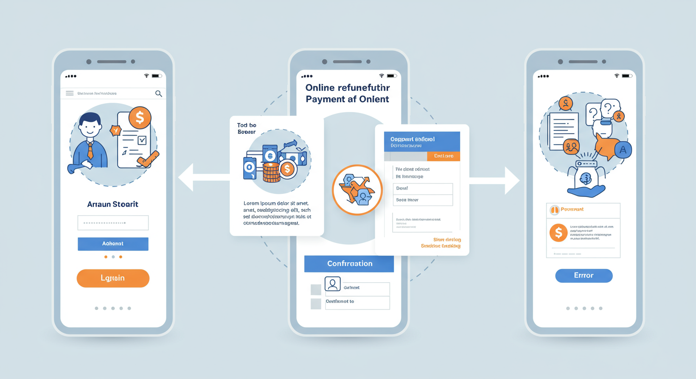 스마트폰 화면에 온라인으로 환급금을 확인하는 절차가 단계별로 표시된 인터페이스