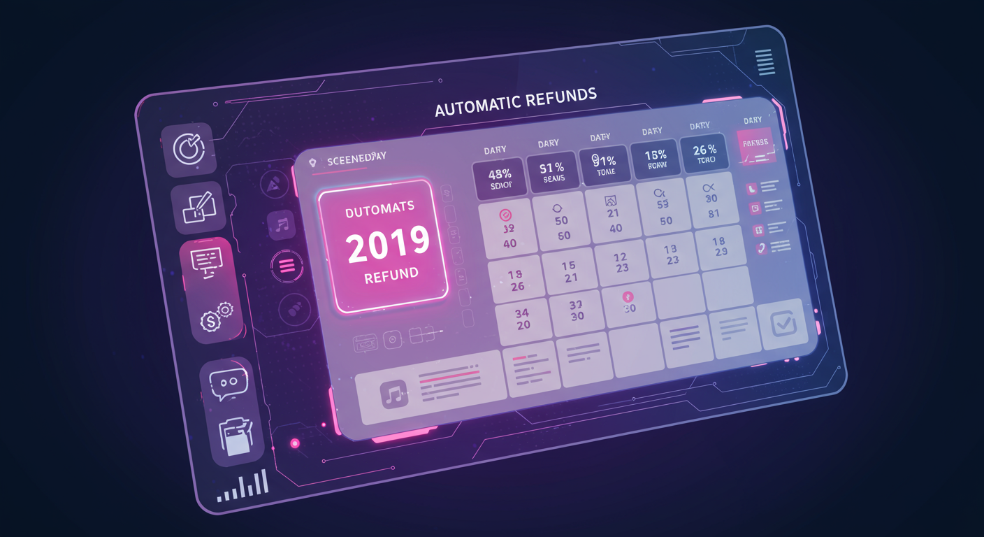 자동환불 일정을 미래지향적 디자인 요소로 보여주는 디지털 플래너