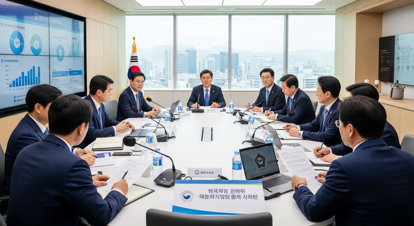 전기차 보조금 및 세제 혜택 논의를 위한 정부 회의실에서의 장면