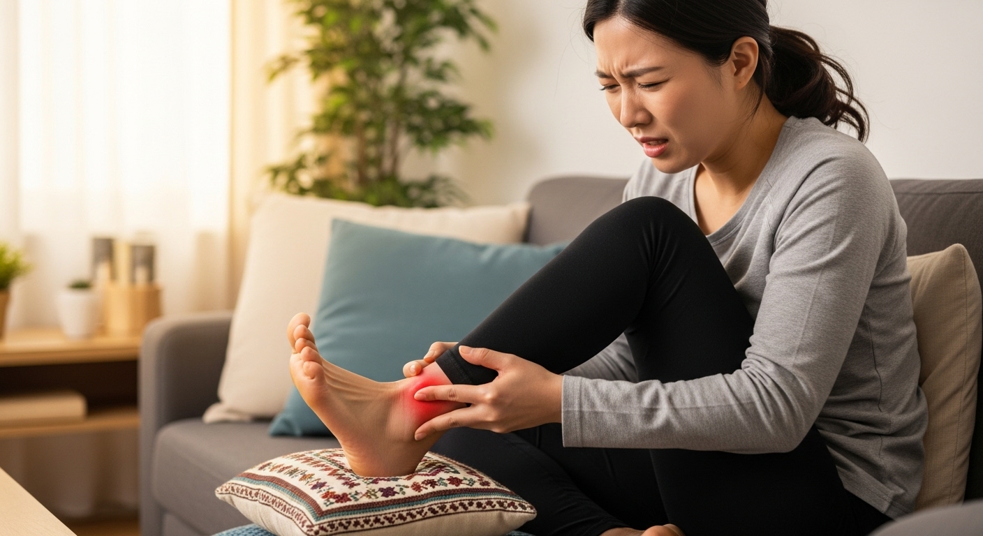발가락 염증 통증을 느끼는 모습