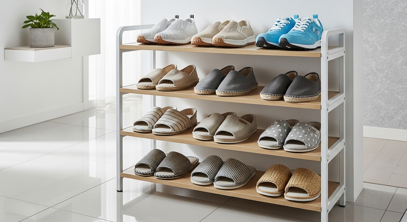청결하게 정돈된 신발장 이미지