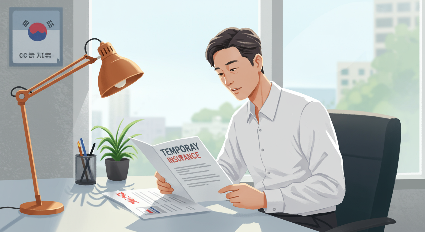 현대적 사무실에서 보험 문서를 검토하는 모습