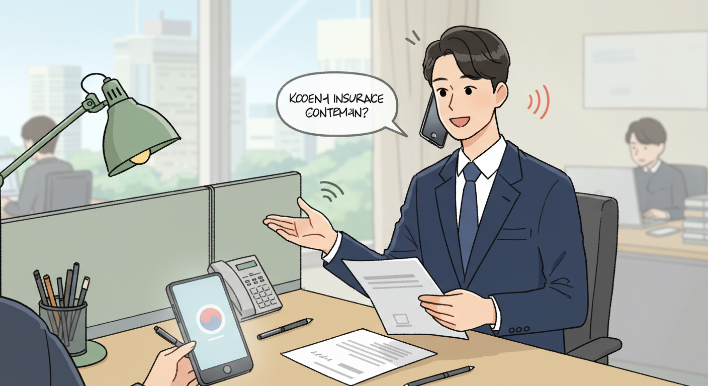 사무실에서 고객에게 정책 제약 사항을 설명하는 모습