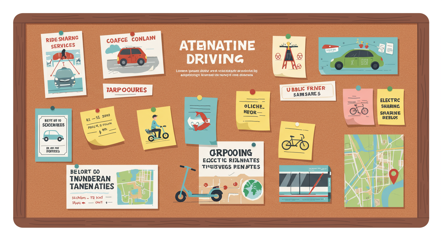 즉각적인 운전 필요를 위한 다양한 실용적 대안들이 게시된 게시판