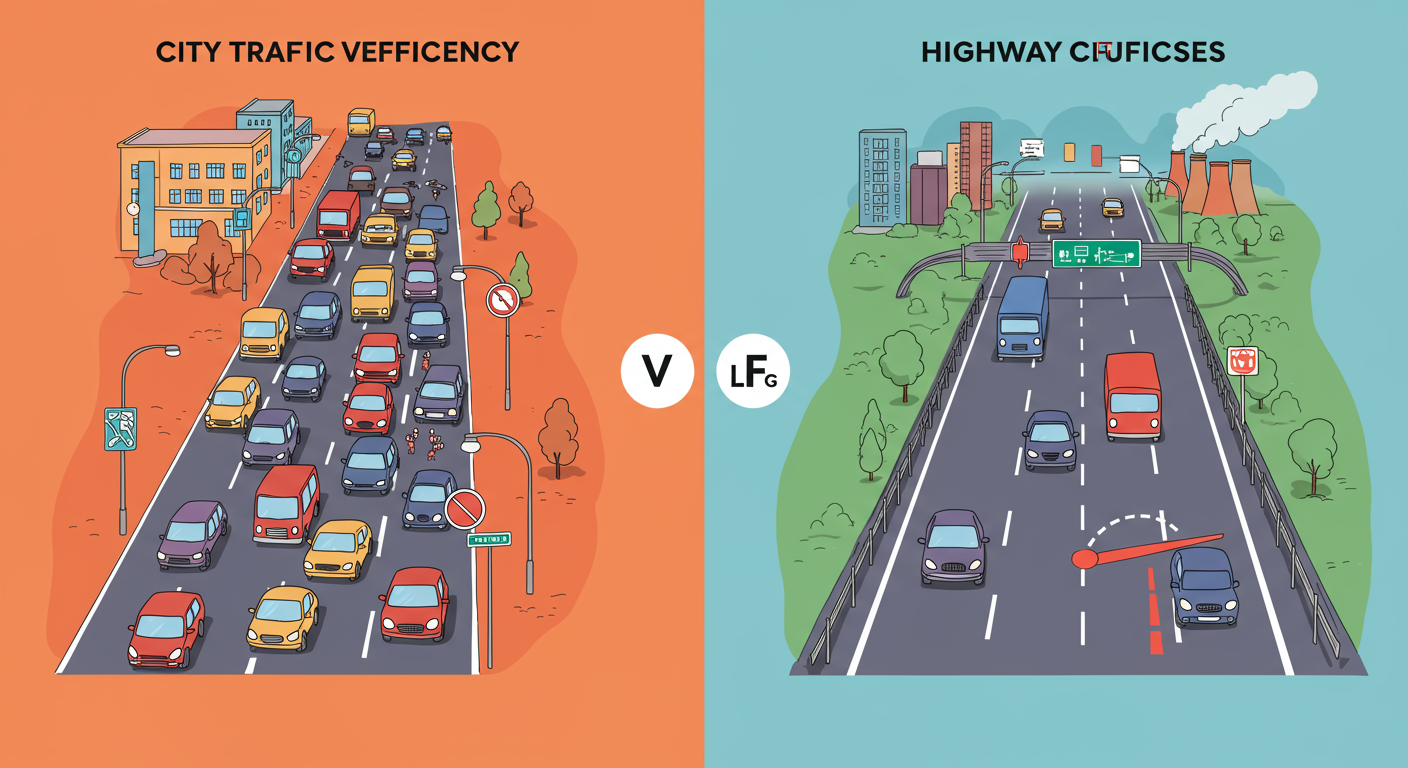 다양한 주행 조건에 따른 연비 변화를 보여주는 그래픽