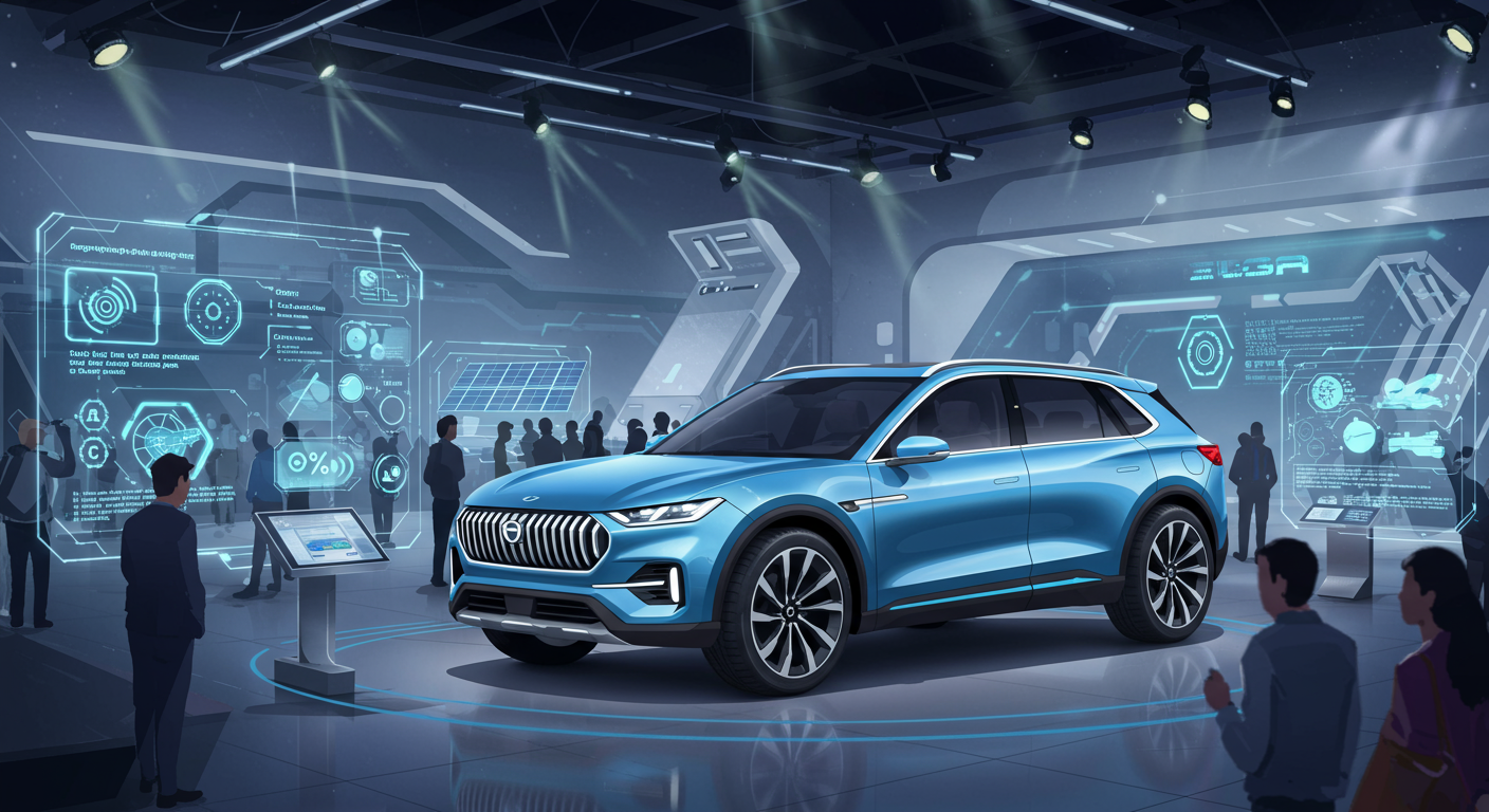 첨단 기술 박람회에서 전시된 미래형 SUV 모델들