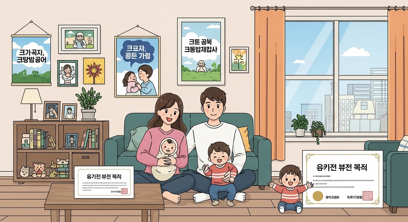 아이들과 함께 시간을 보내는 젊은 가족의 모습